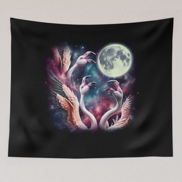 Item preview, Three Flamingos Howling at Moon Funny Weird Cursed Meme designed and sold by Kimberley King Art  King Art.