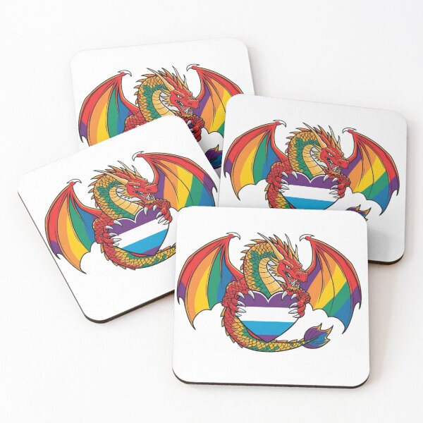 Item preview, Rainbow dragon with genderfluid flag - fantasy and pride designed and sold by StormArte.