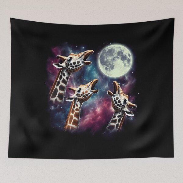 Item preview, Three Giraffes Howling at Moon Funny Weird Cursed Meme designed and sold by Kimberley King Art  King Art.