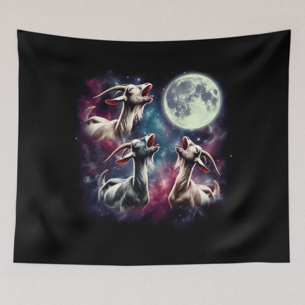 Item preview, Three Goats Howling at Moon Funny Farmer Weird Cursed Meme designed and sold by Kimberley King Art  King Art.