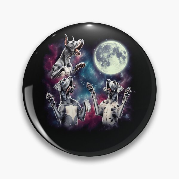 Item preview, Three Great Danes Howling at Moon Funny Weird Cursed Meme designed and sold by Kimberley King Art  King Art.