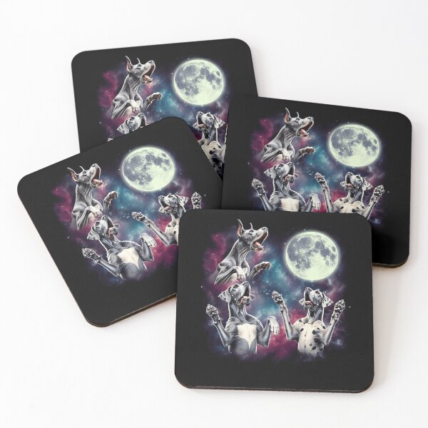Item preview, Three Great Danes Howling at Moon Funny Weird Cursed Meme designed and sold by Kimberley King Art  King Art.