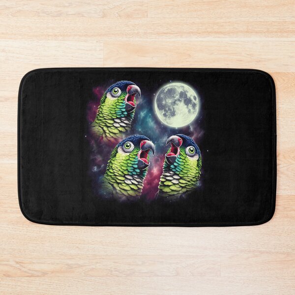 Item preview, Three Green Cheek Conures Howling at Moon Funny Weird Cursed Meme Parrot Lover designed and sold by Kimberley King Art  King Art.