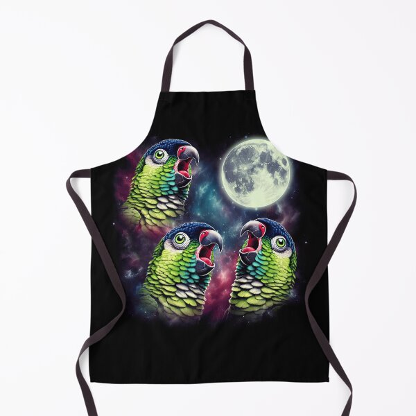 Item preview, Three Green Cheek Conures Howling at Moon Funny Weird Cursed Meme Parrot Lover designed and sold by Kimberley King Art  King Art.