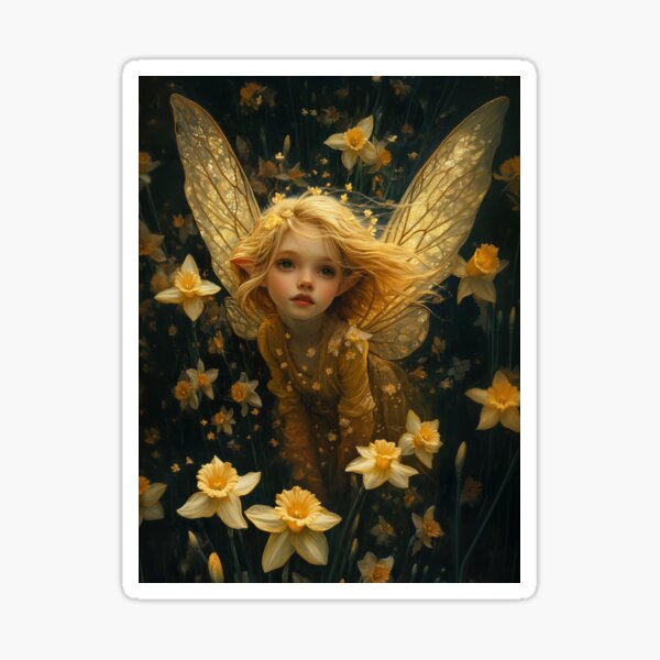 Item preview, Golden Fairy in Enchanted Daffodil Garden designed and sold by Magical Art Store.
