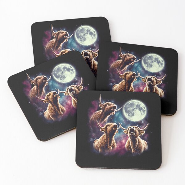 Item preview, Three Highland Cows Howling at Moon Funny Weird Cursed Meme designed and sold by Kimberley King Art  King Art.