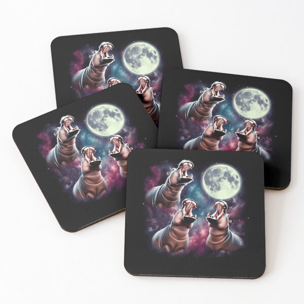 Item preview, Three Hippos Howling at Moon Funny Weird Cursed Meme designed and sold by Kimberley King Art  King Art.
