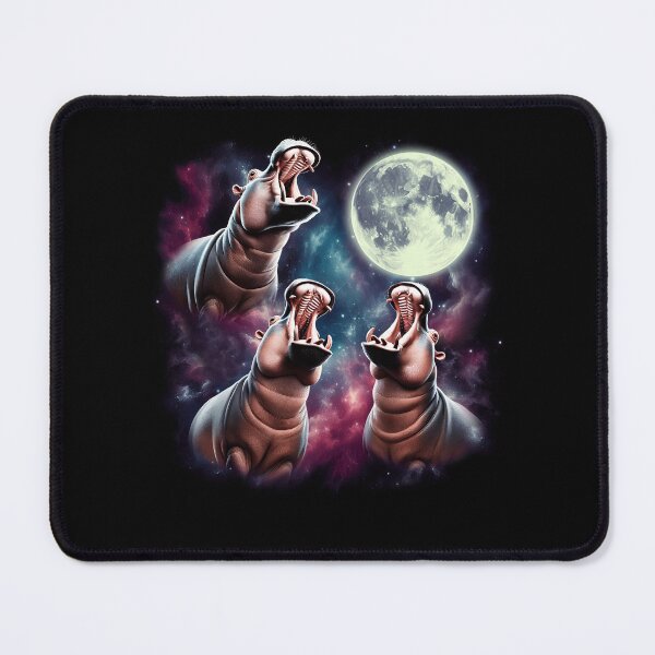 Item preview, Three Hippos Howling at Moon Funny Weird Cursed Meme designed and sold by Kimberley King Art  King Art.