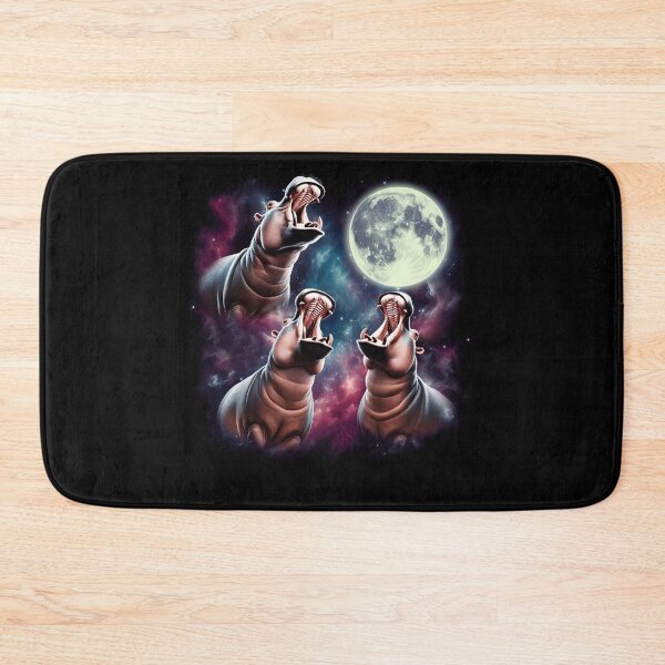 Item preview, Three Hippos Howling at Moon Funny Weird Cursed Meme designed and sold by Kimberley King Art  King Art.