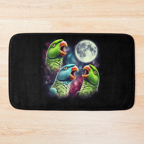 Item preview, Three Indian Ringneck Parrots Howling at Moon Funny Weird Cursed Meme designed and sold by Kimberley King Art  King Art.