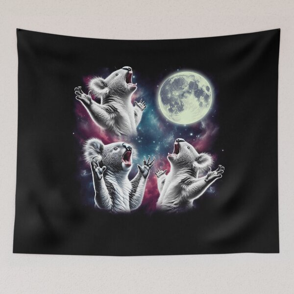 Item preview, Three Koalas Howling at Moon Funny Weird Cursed Meme designed and sold by Kimberley King Art  King Art.