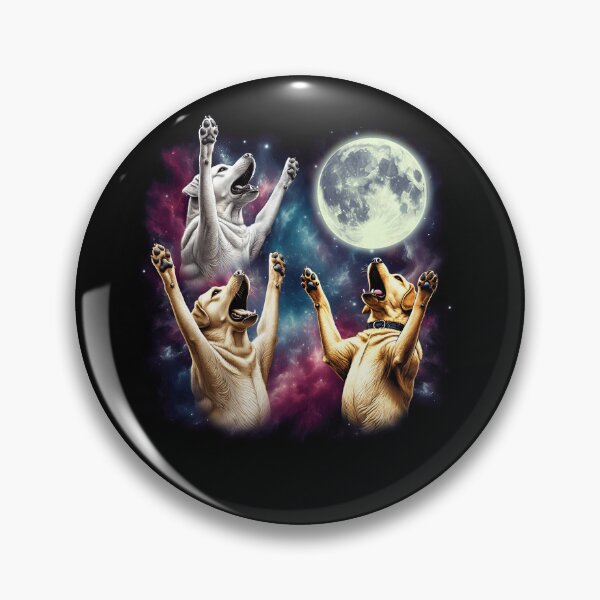 Item preview, Three Labrador Retrievers Howling at Moon Funny Weird Cursed Meme designed and sold by Kimberley King Art  King Art.