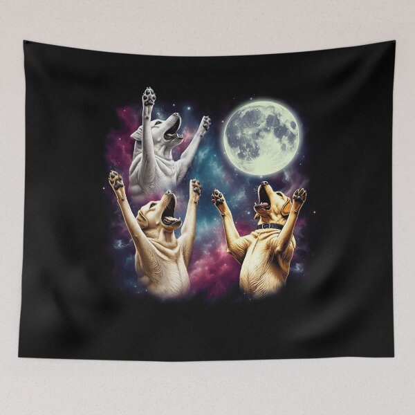 Item preview, Three Labrador Retrievers Howling at Moon Funny Weird Cursed Meme designed and sold by Kimberley King Art  King Art.
