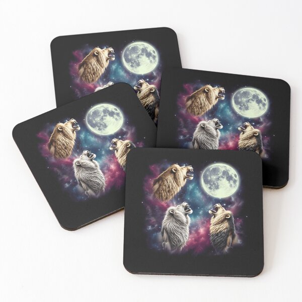 Item preview, Three Lions Howling at Moon Funny Weird Cursed Meme designed and sold by Kimberley King Art  King Art.