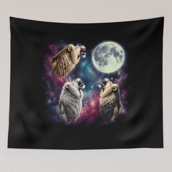 Item preview, Three Lions Howling at Moon Funny Weird Cursed Meme designed and sold by Kimberley King Art  King Art.