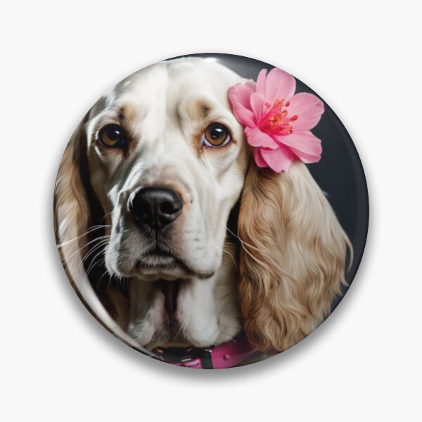Item preview, Cocker spaniel with flower and pink collar designed and sold by Coolparrotgirl.