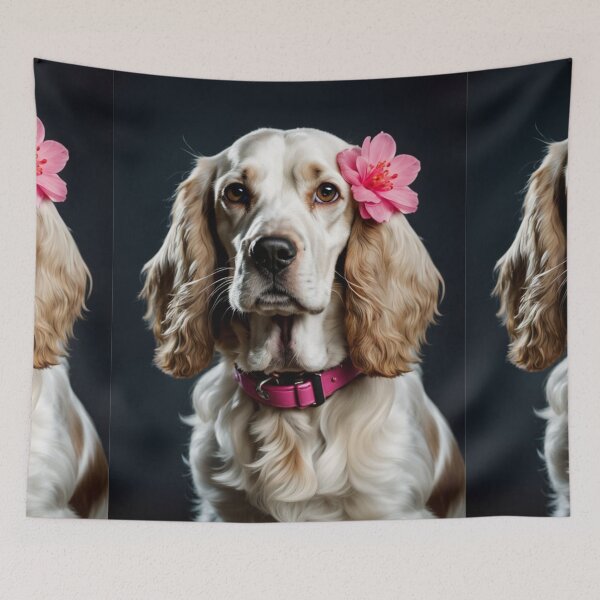 Item preview, Cocker spaniel with flower and pink collar designed and sold by Coolparrotgirl.