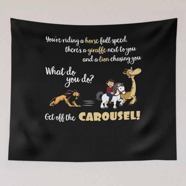 Item preview, Horse Giraffe Lion Carousel Joke designed and sold by SassyYetClassy.