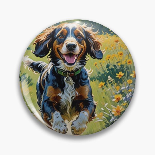 Item preview, Cocker spaniel with flower, running on a field designed and sold by Coolparrotgirl.