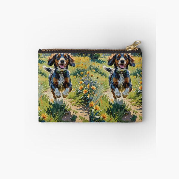 Item preview, Cocker spaniel with flower, running on a field designed and sold by Coolparrotgirl.