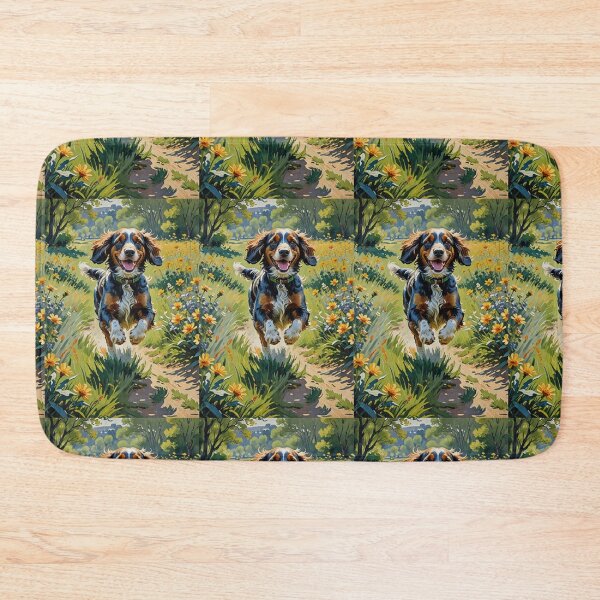Item preview, Cocker spaniel with flower, running on a field designed and sold by Coolparrotgirl.