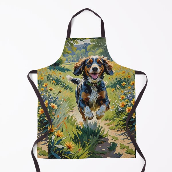 Item preview, Cocker spaniel with flower, running on a field designed and sold by Coolparrotgirl.