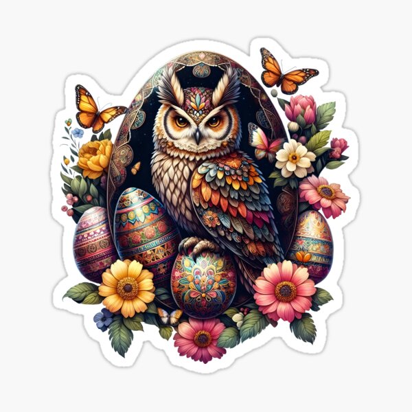Artikel-Vorschau von Ostereier Eule mit Blume Frohe Ostern Tierliebhaber, designt und verkauft von MTRBSK11.