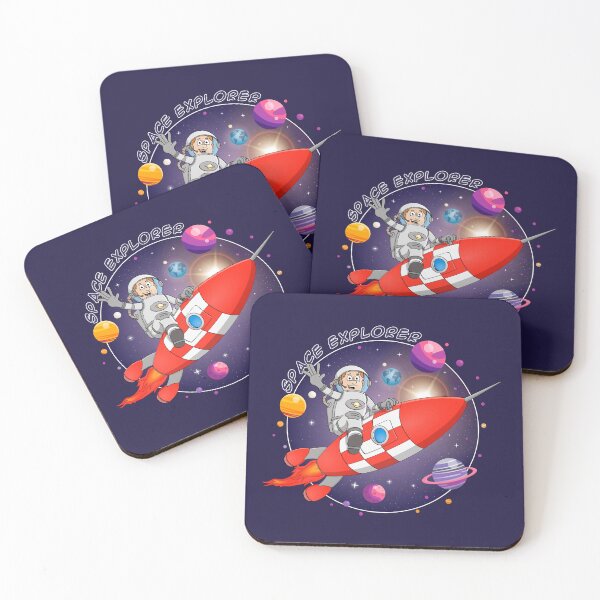Item preview, Vibrant Cartoon Space Explorer Illustration – Astronaut on a Red Rocke designed and sold by Stef Ringoot, cartoons and illustrations.