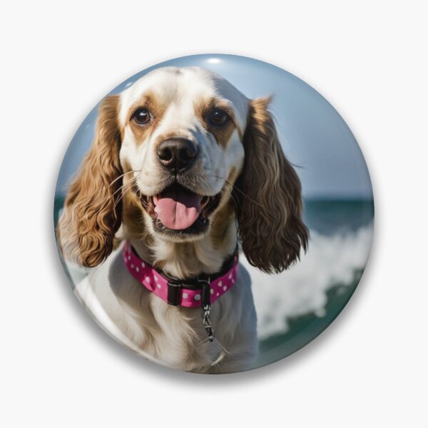 Item preview, Cocker spaniel springer spaniel surfing, pink collar, designed and sold by Coolparrotgirl.