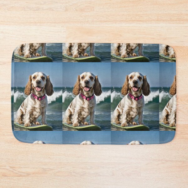 Item preview, Cocker spaniel springer spaniel surfing, pink collar, designed and sold by Coolparrotgirl.