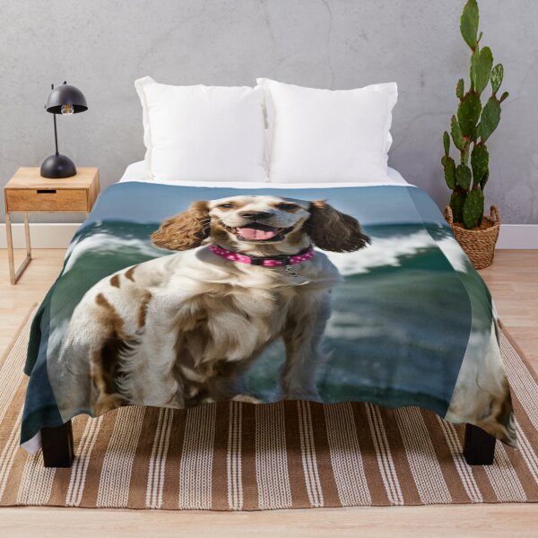Item preview, Cocker spaniel springer spaniel surfing, pink collar, designed and sold by Coolparrotgirl.