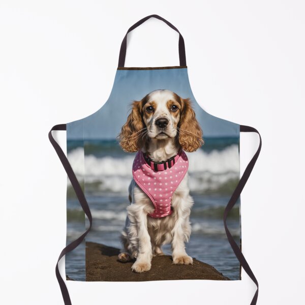 Item preview, Cocker spaniel springer spaniel on the beach, in pink collar, designed and sold by Coolparrotgirl.