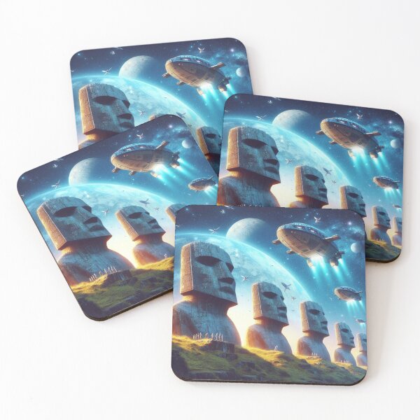 Item preview, Easter Island Statues and Spaceships designed and sold by Dogandesighn.
