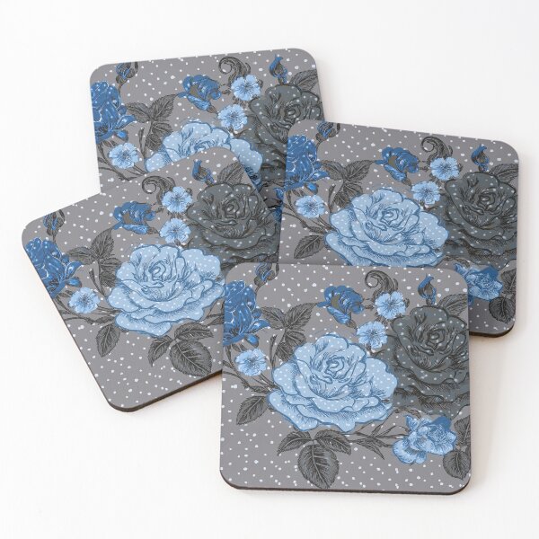 Item preview, Blue, Grey. Black Roses - Grey Background  designed and sold by sonjas.