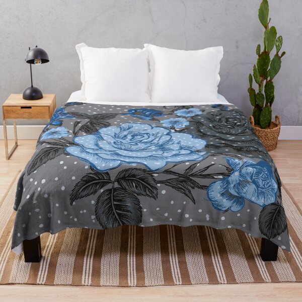 Item preview, Blue, Grey. Black Roses - Grey Background  designed and sold by sonjas.