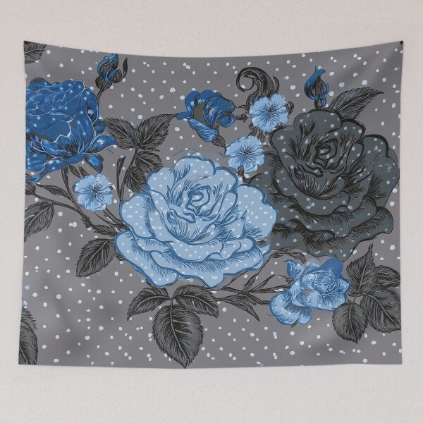 Item preview, Blue, Grey. Black Roses - Grey Background  designed and sold by sonjas.