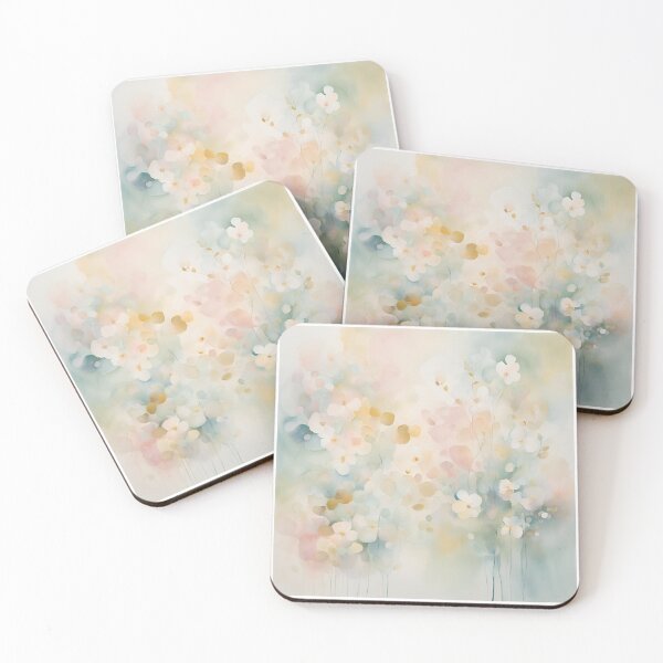 Item preview,  Watercolor Florals Pattern Pastel Gold  Blue Pink,  Feminine Romantic Elegant Pattern designed and sold by KolorellaS.