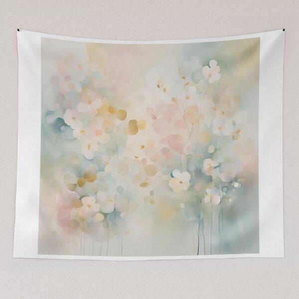 Item preview,  Watercolor Florals Pattern Pastel Gold  Blue Pink,  Feminine Romantic Elegant Pattern designed and sold by KolorellaS.