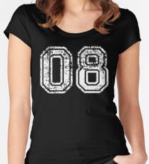 Sport Team Jersey 08 T Shirt Football Soccer Baseball Hockey Basketball Eight 8 08 Number Women's Fitted Scoop T-Shirt