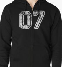 Sport Team Jersey 07 T Shirt Football Soccer Baseball Hockey Basketball Seven 7 07 Number Zipped Hoodie