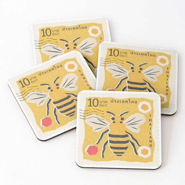 Item preview, Thailand Bee Stamp – Retro Vintage-Style Postage Art designed and sold by Beemyguest.
