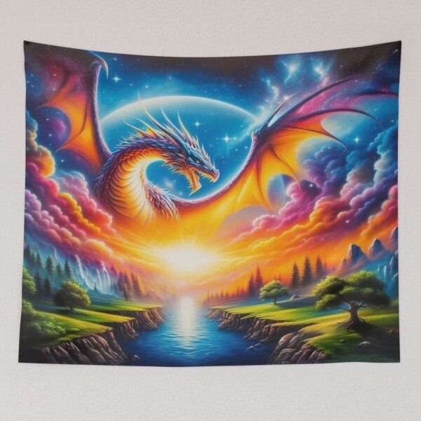 Item preview, Technicolor Rex: A rainbow guardian amidst vivid natural dreams designed and sold by FotoworldEdel.