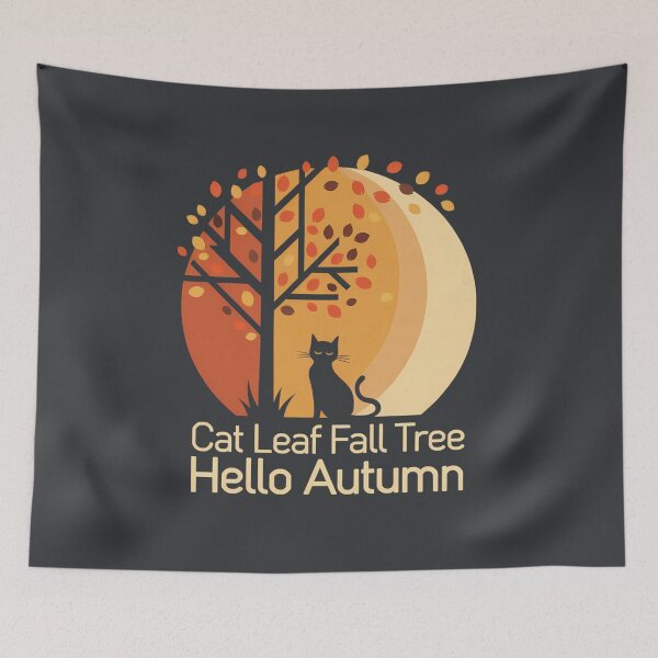 Item preview, Black Cat Autumn Vibes Under Falling Leaves designed and sold by TeeGrit.