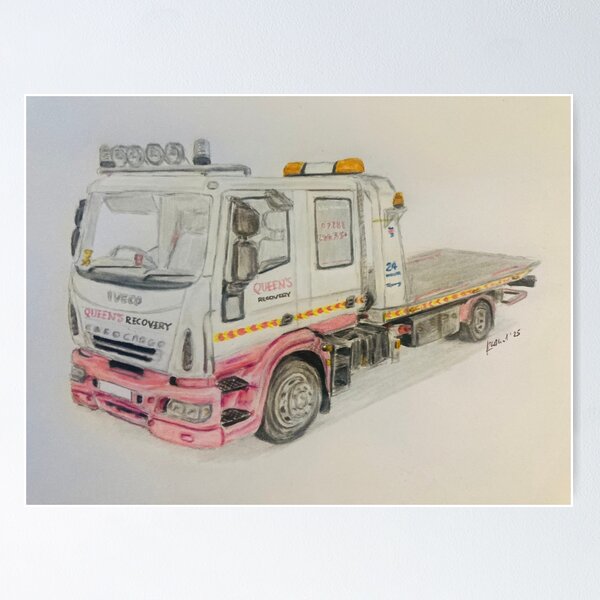 Item preview, Recovery truck prints designed and sold by Truck drawing art.
