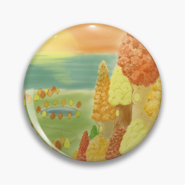 Item preview, Upper hill tree village at peaceful sunrise designed and sold by greenPQBstudio.