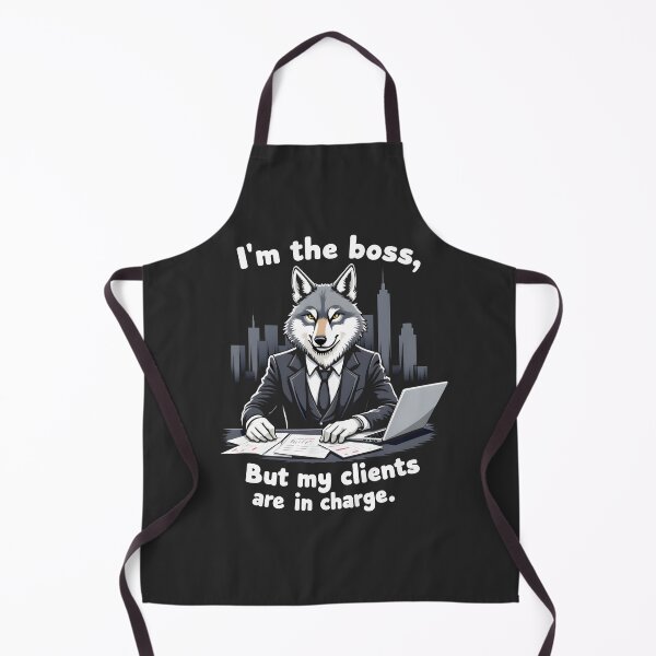 Aperçu de l'œuvre Je suis le patron mais mes clients sont responsables Wolf Design créée et vendue par FoxyJags.