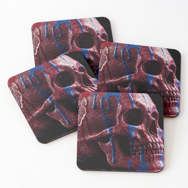 Item preview, Red and Blue Drippy Skull designed and sold by Ghostface2025.
