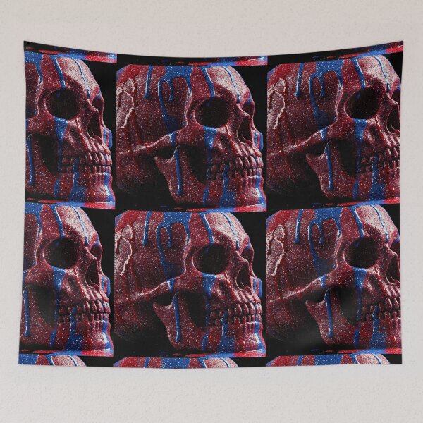 Artikelvorschau, Roter und blauer tropfender Totenkopf entworfen und verkauft von Ghostface2025.