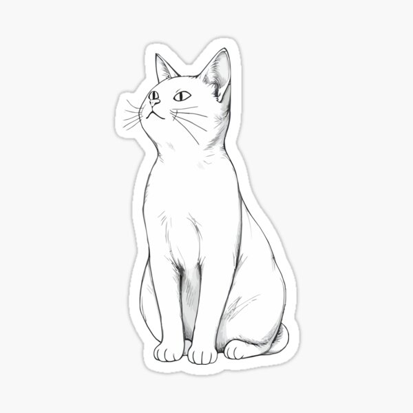 Another White Cat Sticker