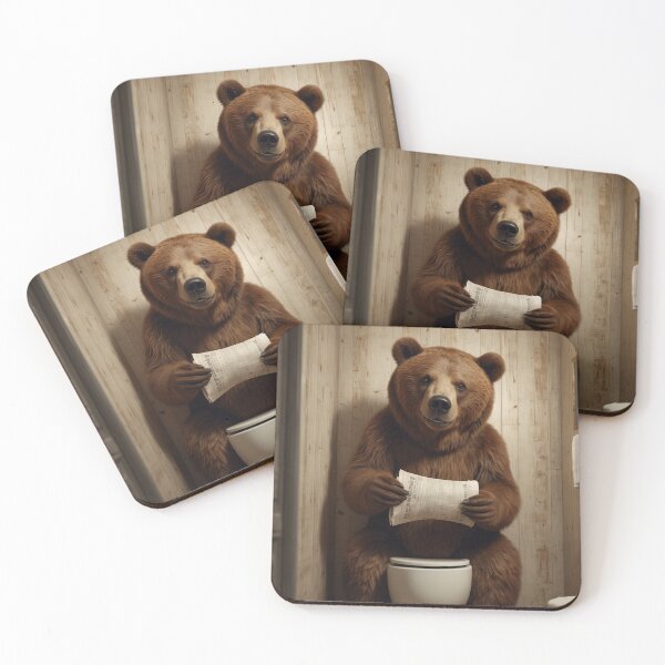 Item preview, Funny Bear Reading Newspaper on Toilet – Bathroom Humor designed and sold by vk09.